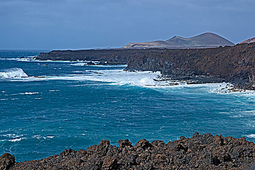 火山,外套,浪花,兰索罗特岛,加纳利群岛,西班牙,欧洲