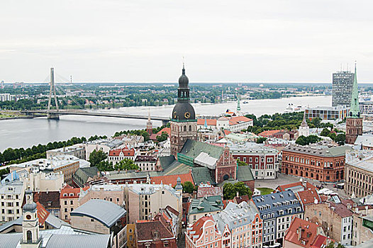 风景,上方,老城,里加,拉脱维亚