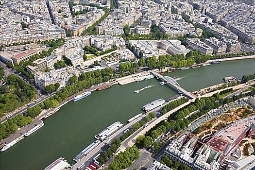航拍,河,通过,城市,塞纳河,巴黎,法国