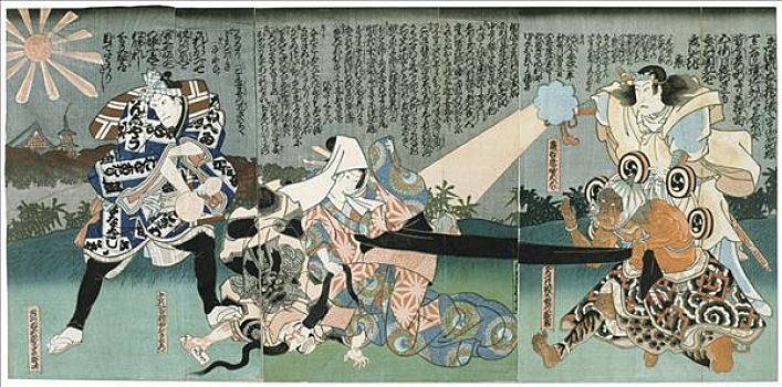 歌舞伎,19世纪,艺术家,未知