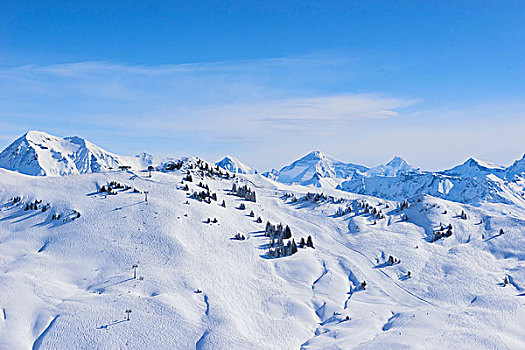 积雪,山景,瑞士