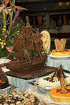 装饰,巧克力,海盗船,自助餐,游船