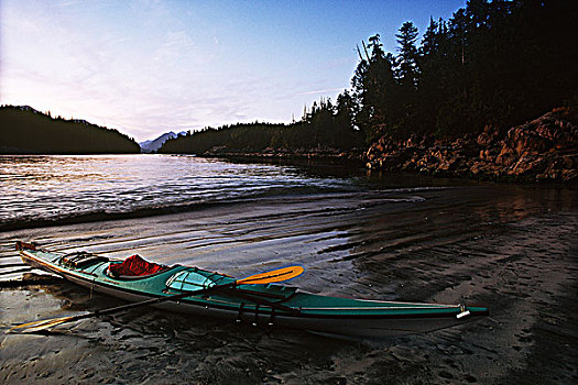 皮筏艇,海滩,岛屿,格里夸湾,温哥华岛,不列颠哥伦比亚省,加拿大