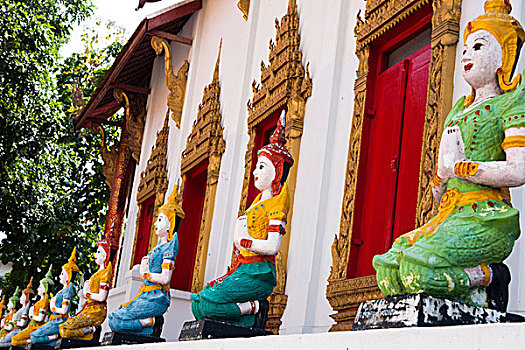 一个,许多,庙宇,泰国