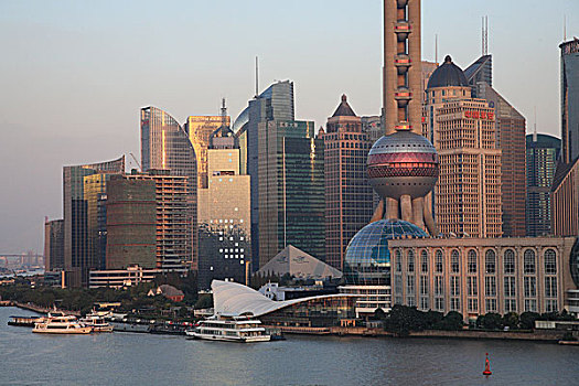 上海黄浦江,东方明珠,金茂大厦,环球金融中心,外滩,陆家嘴金融贸易区
