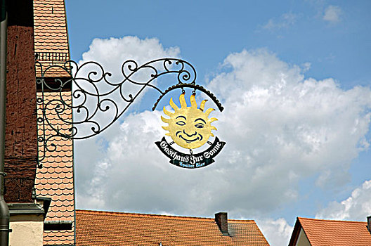 旅店标志,弗兰克尼亚,巴伐利亚,德国,欧洲