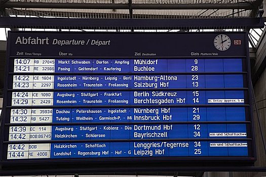 机场信息板,慕尼黑,中央车站,德国