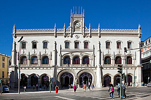 罗西奥,火车站,入口,地区,里斯本,葡萄牙,欧洲