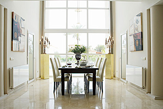 桌子,椅子,白色,家居装潢,正面,窗户,优雅,布置