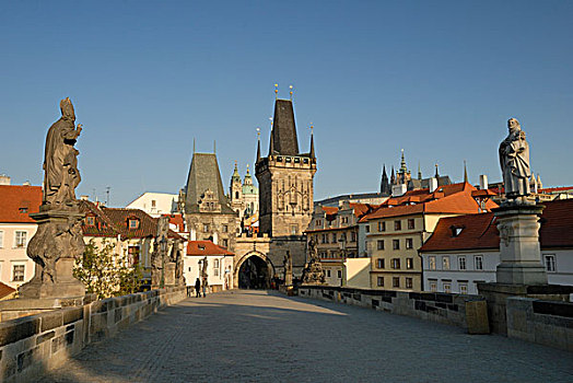 风景,上方,桥,布拉格,捷克共和国,欧洲