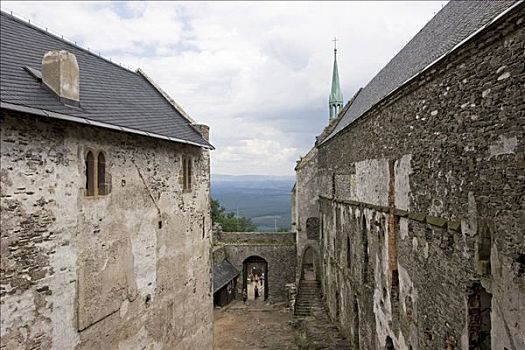 城堡,院子,捷克共和国