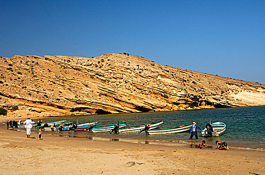摩托艇,海滩,美景,海湾,阿曼,靠近,马斯喀特,阿曼苏丹国,中东