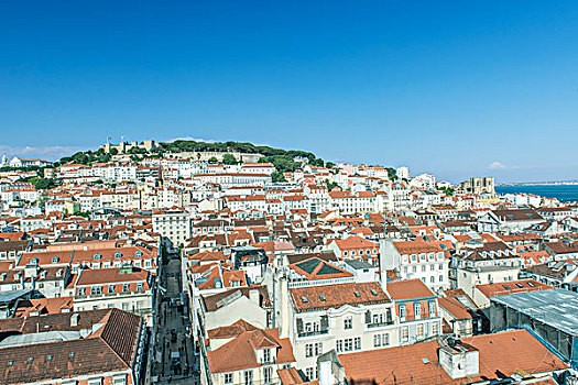 葡萄牙,里斯本,屋顶,城堡,举起,大幅,尺寸