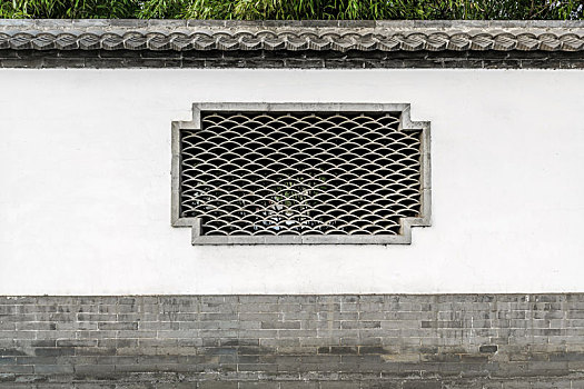 园林漏窗墙,山东省淄博市桓台县王渔洋故居围墙