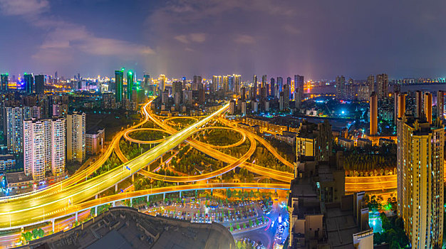 武汉,夏日,城市天际线,夜景,风光