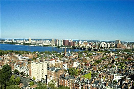 俯拍,建筑,城市,波士顿,马萨诸塞,美国