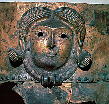 特写,青铜,大锅,展示,头部,穿,凯尔特,公元前4世纪,艺术家,未知