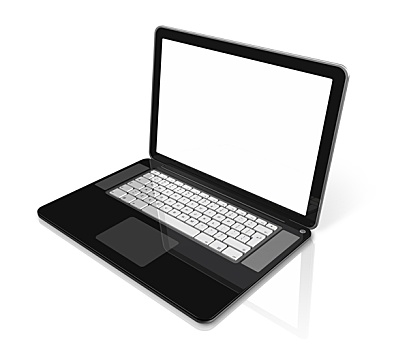 黑色,笔记本电脑,隔绝,白色背景