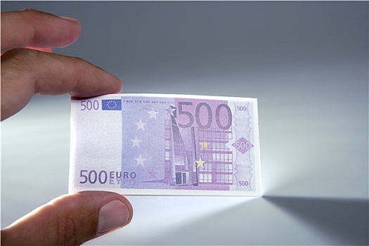 手指,拿着,小,欧元钞票,货币