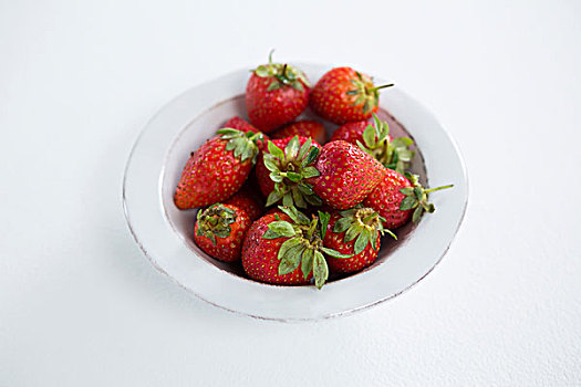 特写,新鲜,草莓,碗,白色背景,背景