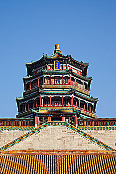 仰视,宫殿,佛教,芳香,亭子,颐和园,北京,中国