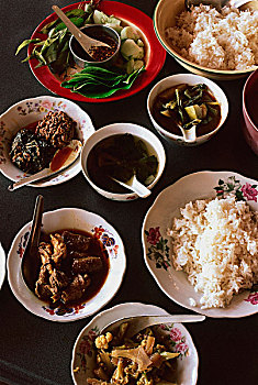 缅甸,大金石,食物,选择,路边