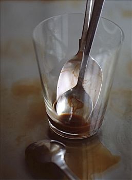 勺子,玻璃杯,咖啡