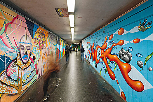 涂鸦,地下通道,卡塞尔,黑森州,德国