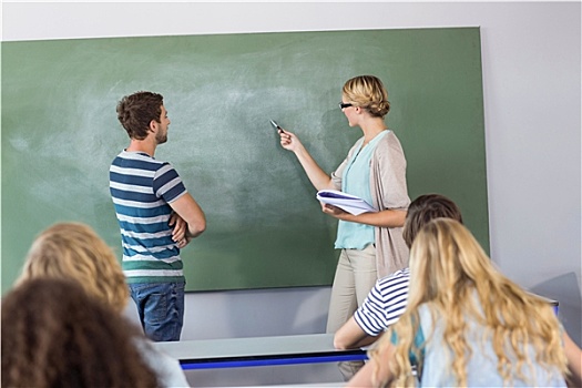学生,教师,指点,黑板,班级