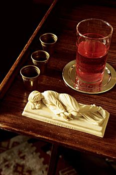 格罗,计划,石榴汁糖浆,小雕像,桌子