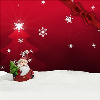 贺卡,圣诞老人,雪,红色