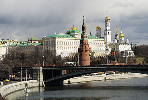 莫斯科,克里姆林宫,城市,桥,背景
