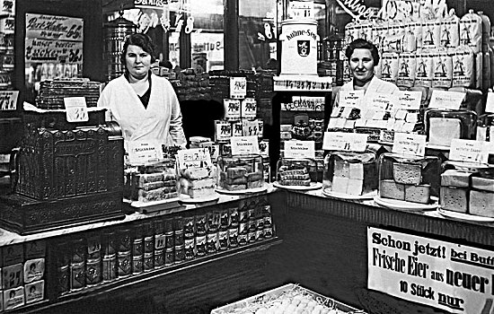 杂货店,两个,女业务员,20世纪20年代,德国,欧洲