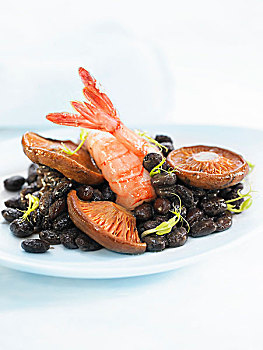 黑豆,蘑菇,都柏林海湾虾