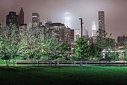 城市公园,夜晚,纽约