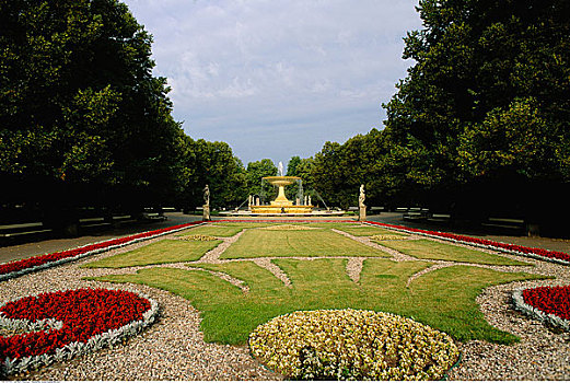 喷水池,公园,华沙,波兰