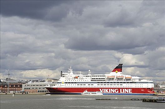 渡船,维京,线条,停靠,赫尔辛基,港口,芬兰,欧洲