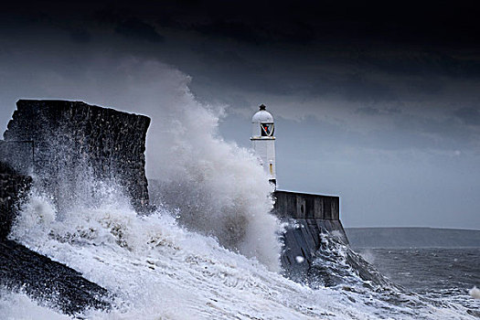 海洋,风暴,海岸,南威尔士