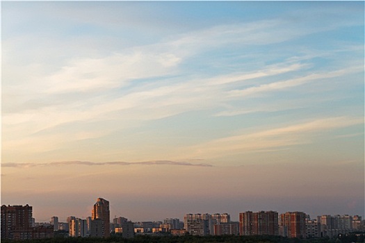 日落,天空,上方,城市,夏天