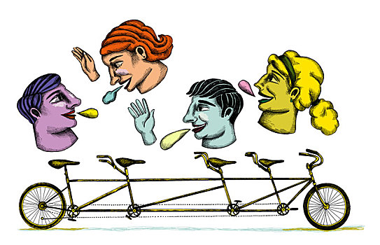 插画,图像,人,双人自行车,网络