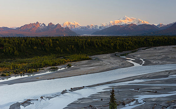 南,风景,麦金利山,山脉,德纳里峰国家公园