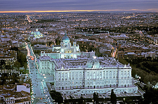 皇家,宫殿,黃昏,马德里,西班牙,欧洲