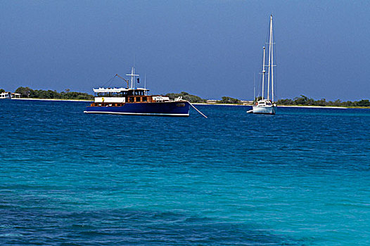 船,锚定,海中,洛斯罗克斯群岛,国家公园,委内瑞拉