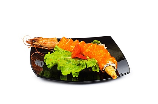 寿司,蟹肉,隔绝,白色背景