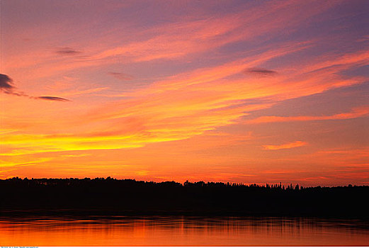 日落,加拿大西北地区,加拿大