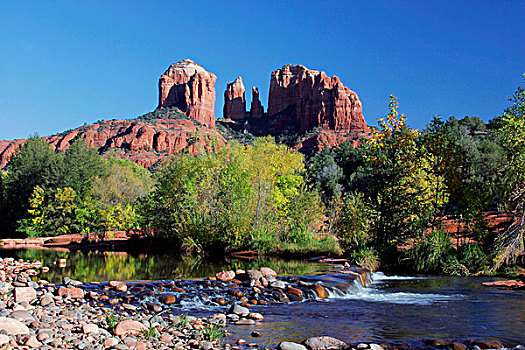 岩石构造,靠近,河,教堂岩,塞多纳,亚利桑那,美国