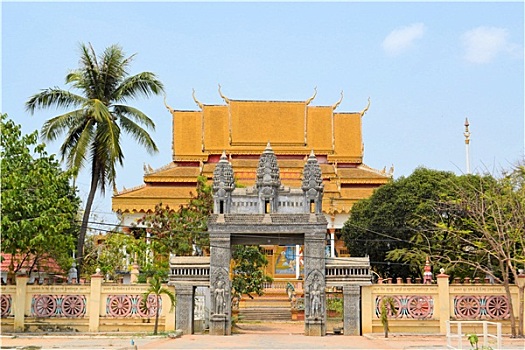 现代,佛教寺庙,收获,柬埔寨
