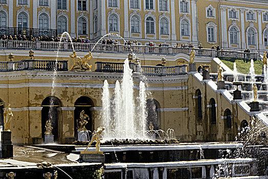 俄罗斯,列宁格勒,喷泉,彼得宫