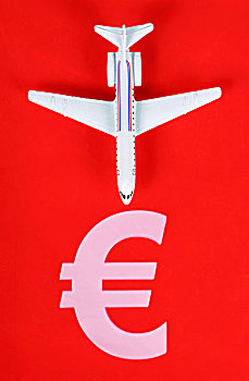 微型,飞机,欧元,标识,便宜,航线