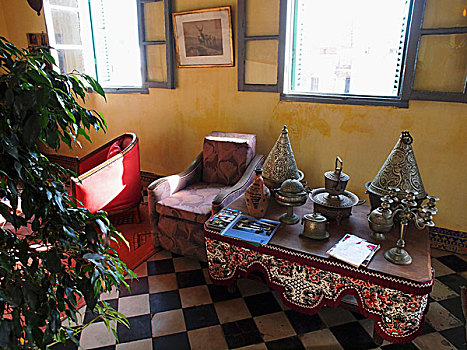 桌子,装饰,金属,瓷器,客厅,摩洛哥